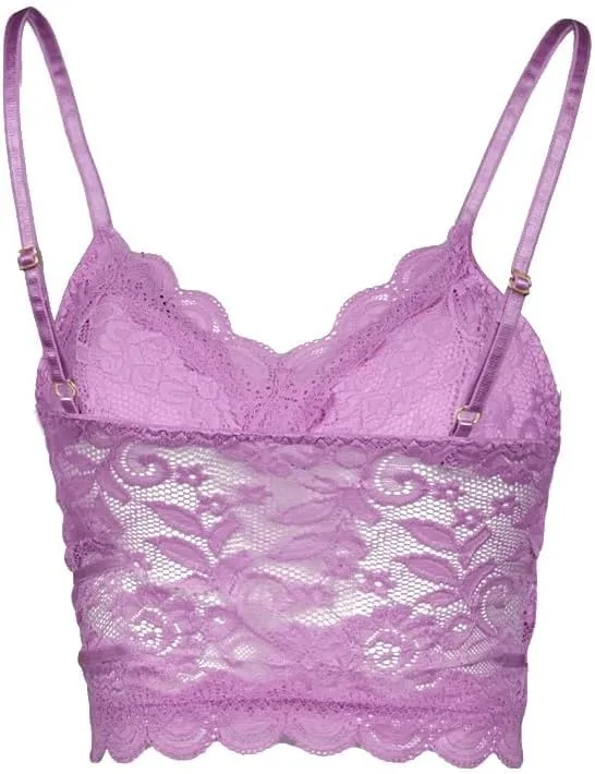 Koinshha Women's Soft Casual Lace Crochet Spaghetti Strap Cami Crop Top Camisole