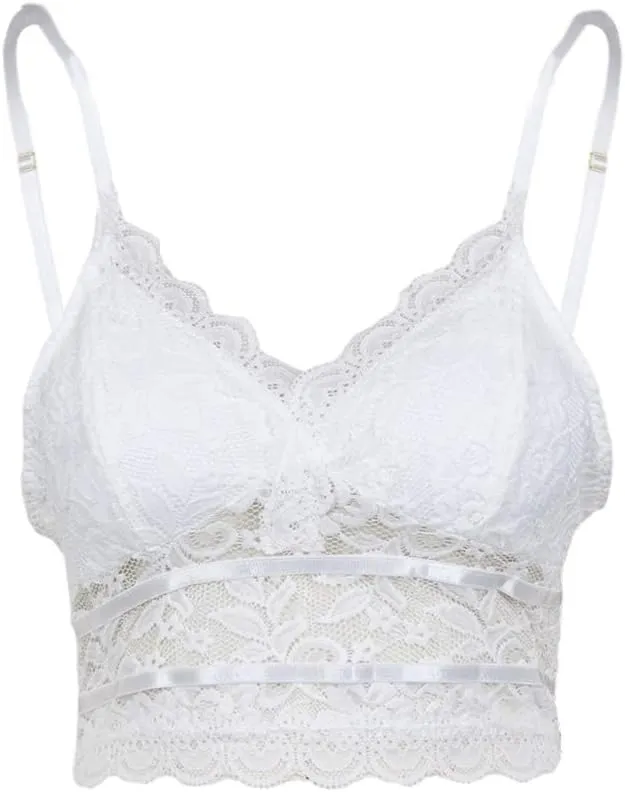 Koinshha Women's Soft Casual Lace Crochet Spaghetti Strap Cami Crop Top Camisole