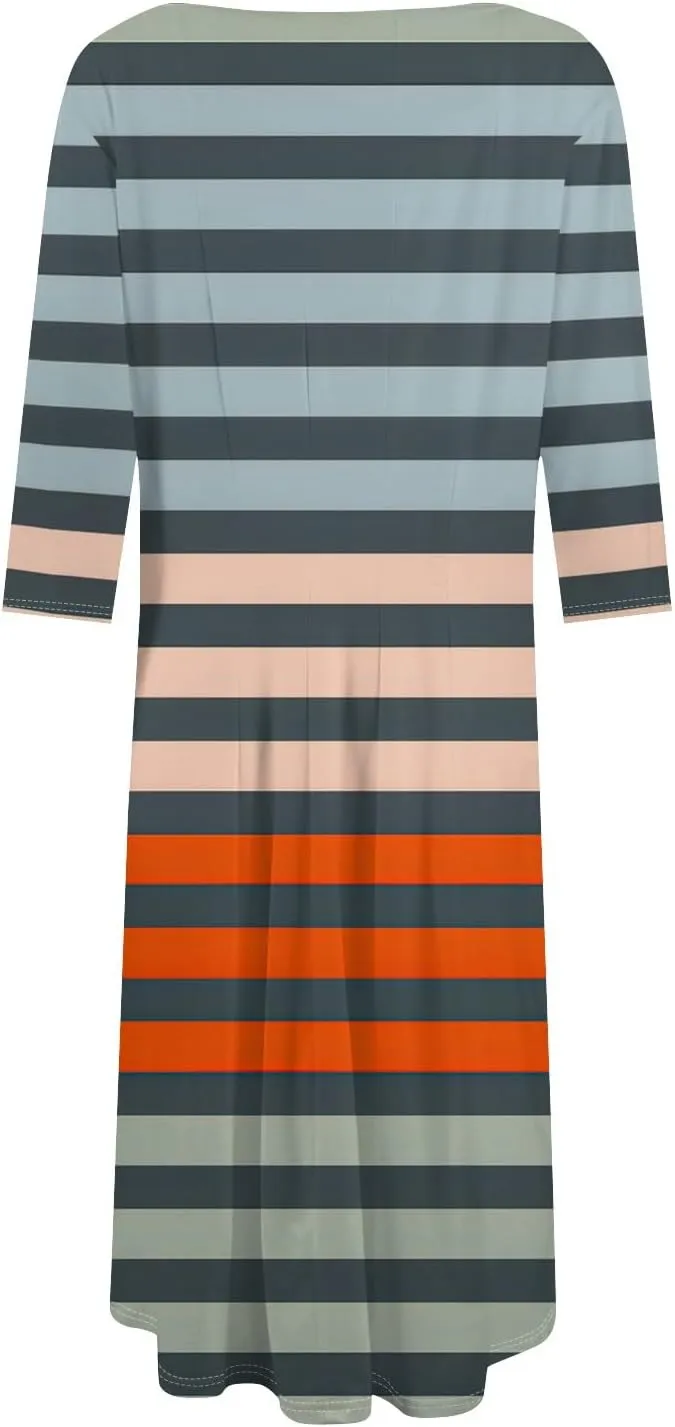 Ladies Floral Lightweight Dress Midi Breathable Beachwear Sleevelesss Vacation A-Line Weddings Pockets, Fashion Dresses