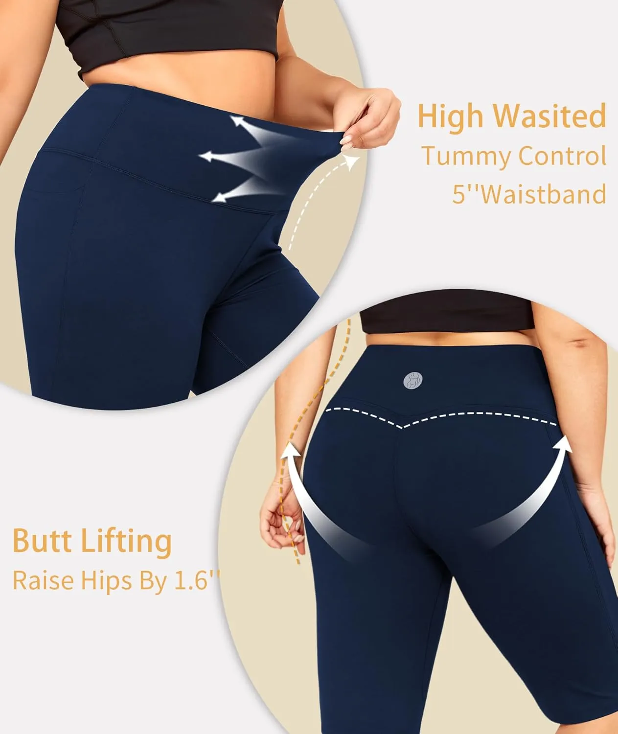 LALAGEN Women Plus Size Biker Shorts with Pockets - Tummy Control Gym Workout Running Yoga Volleyball Athletic Shorts