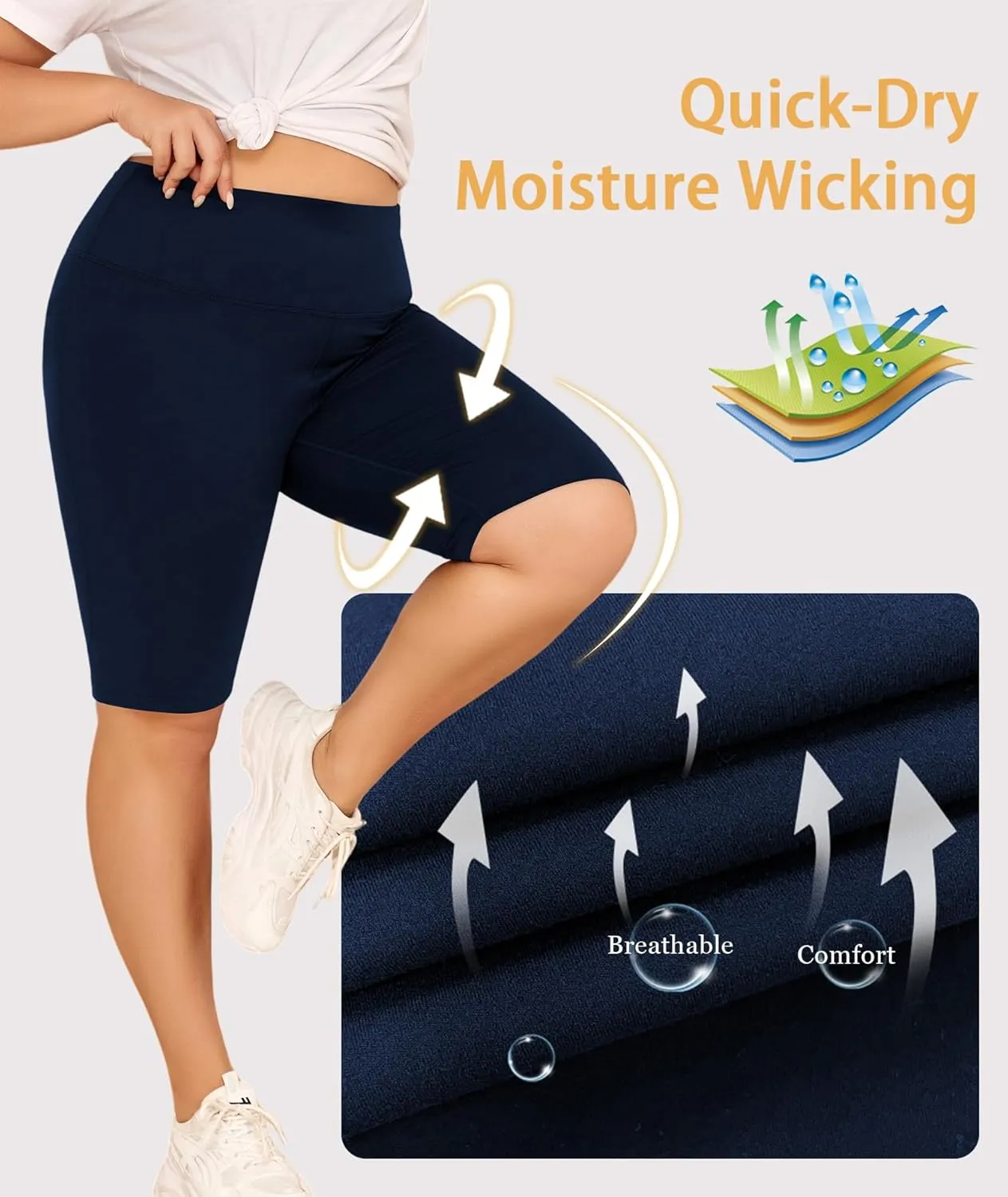 LALAGEN Women Plus Size Biker Shorts with Pockets - Tummy Control Gym Workout Running Yoga Volleyball Athletic Shorts