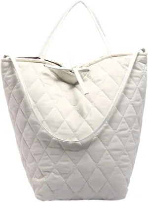 Large Quilted Bucket Tote Bag for Women Puffer Handbag Soft Casual Shoulder Bag Nylon Working Top Handle Purse
