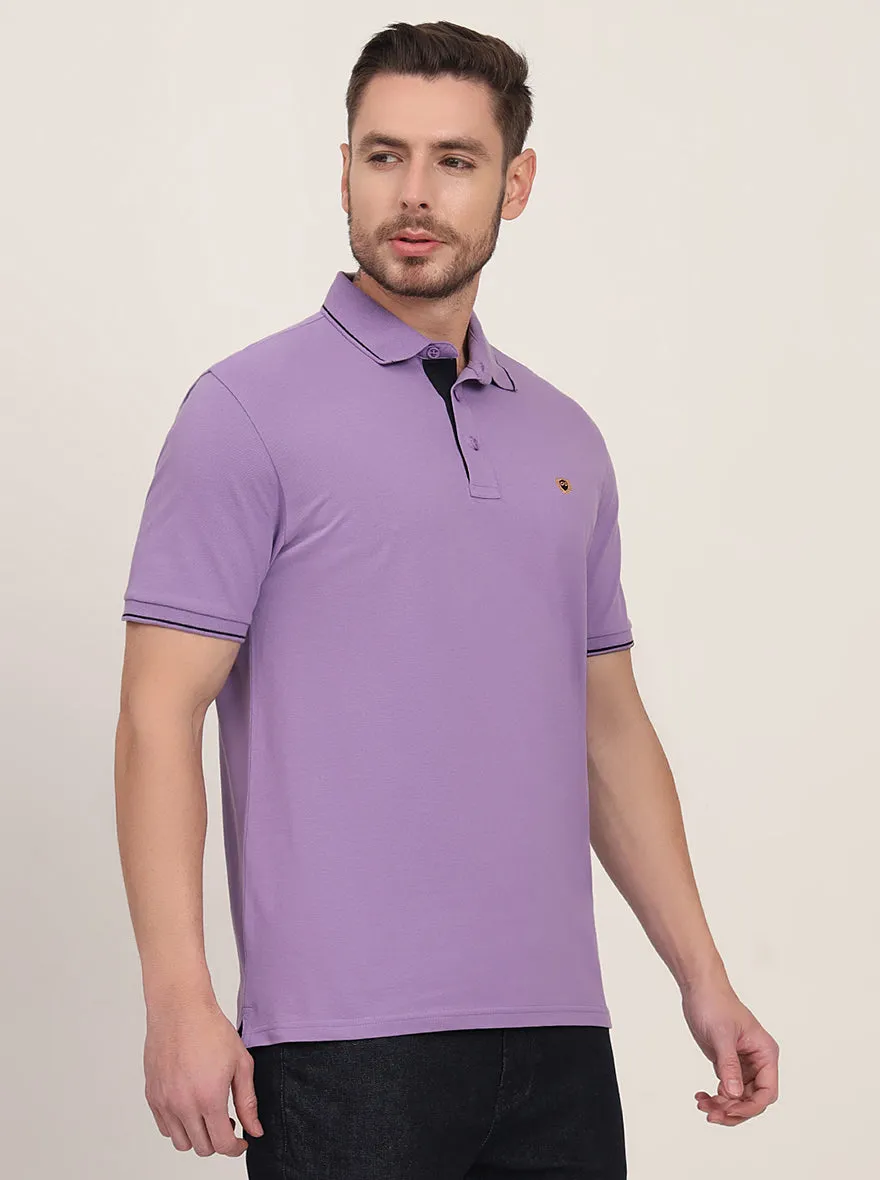 Lavender Solid Slim Fit Polo T-Shirt | JadeBlue