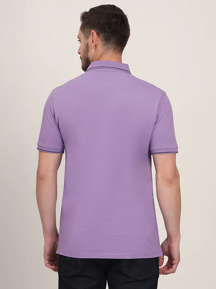 Lavender Solid Slim Fit Polo T-Shirt | JadeBlue