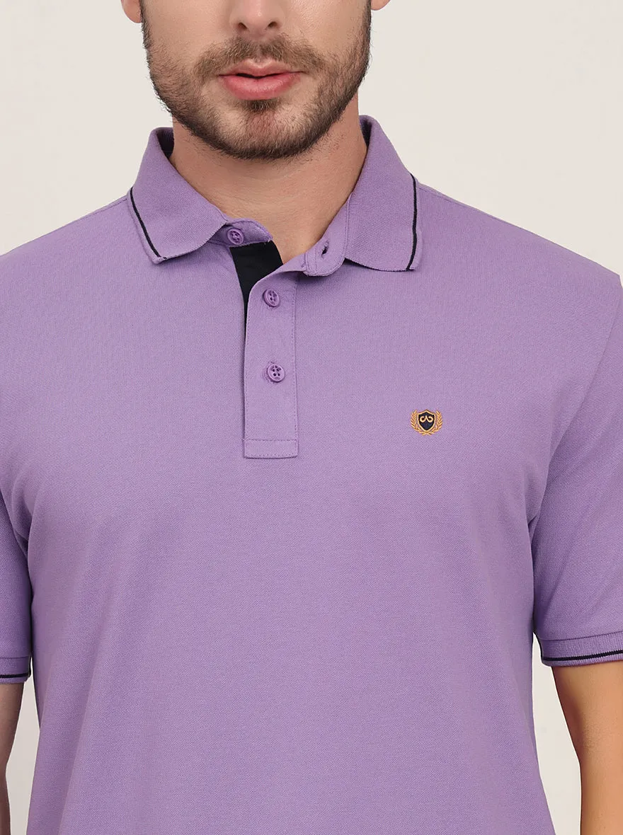 Lavender Solid Slim Fit Polo T-Shirt | JadeBlue