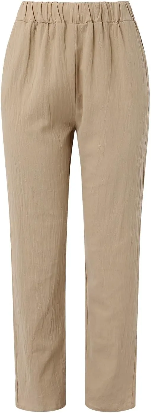 LCMTWX Casual Pants for Women with Pockets Loose Women Waist Pants Long Straight Women's Casual Pants Womens Clothing Black