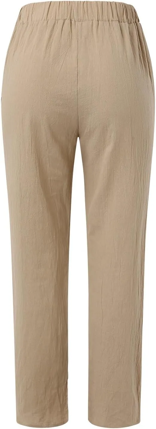 LCMTWX Casual Pants for Women with Pockets Loose Women Waist Pants Long Straight Women's Casual Pants Womens Clothing Black