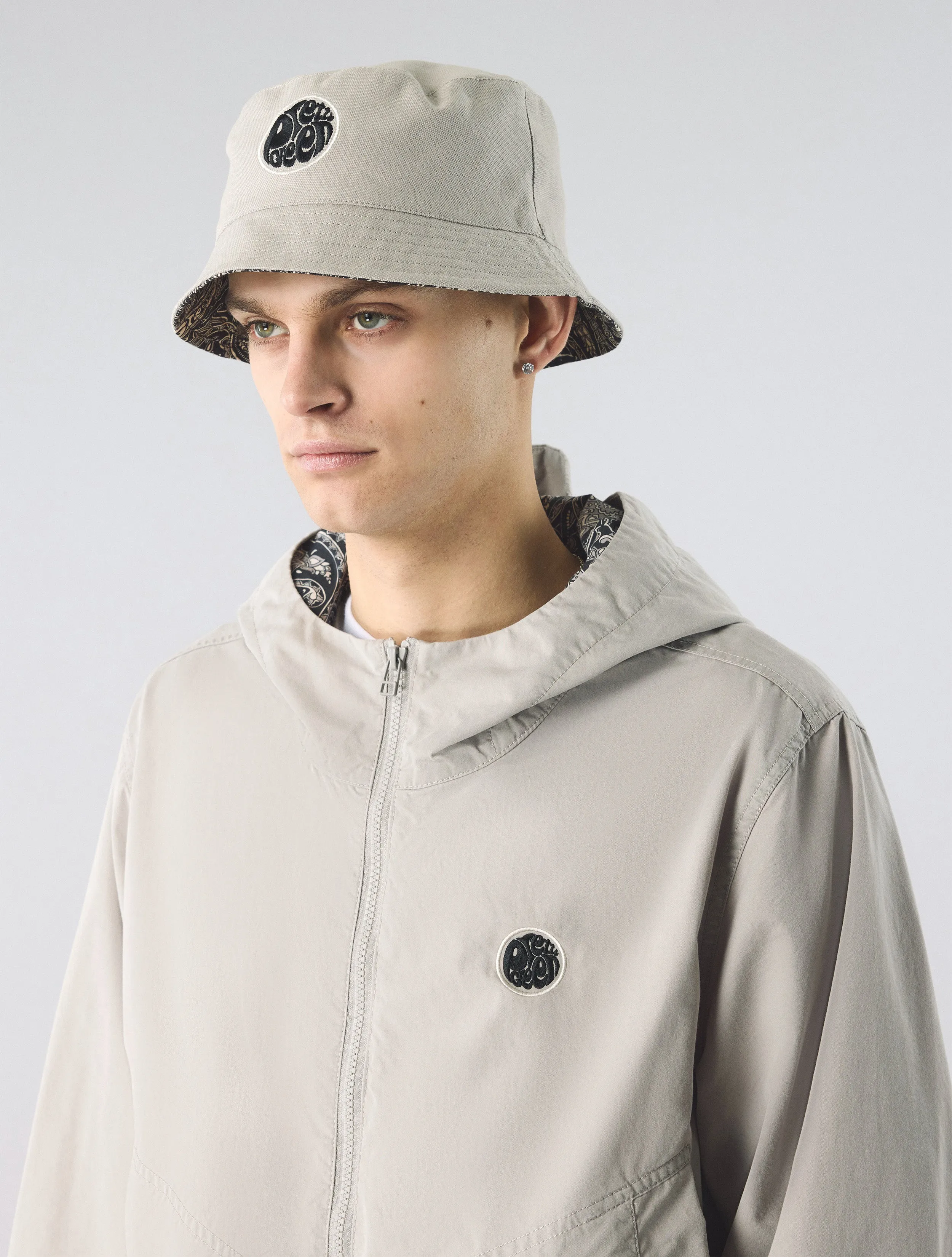 Light Grey Reversible Paisley Bucket Hat