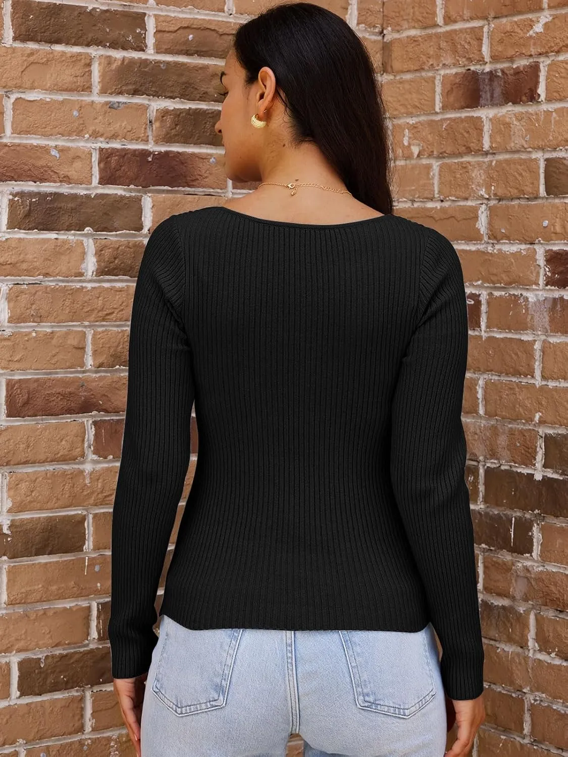 LILLUSORY Women's 2025 Twist Knot Fall Clothes Fashion Outfits Top Ribbed Long Sleeve