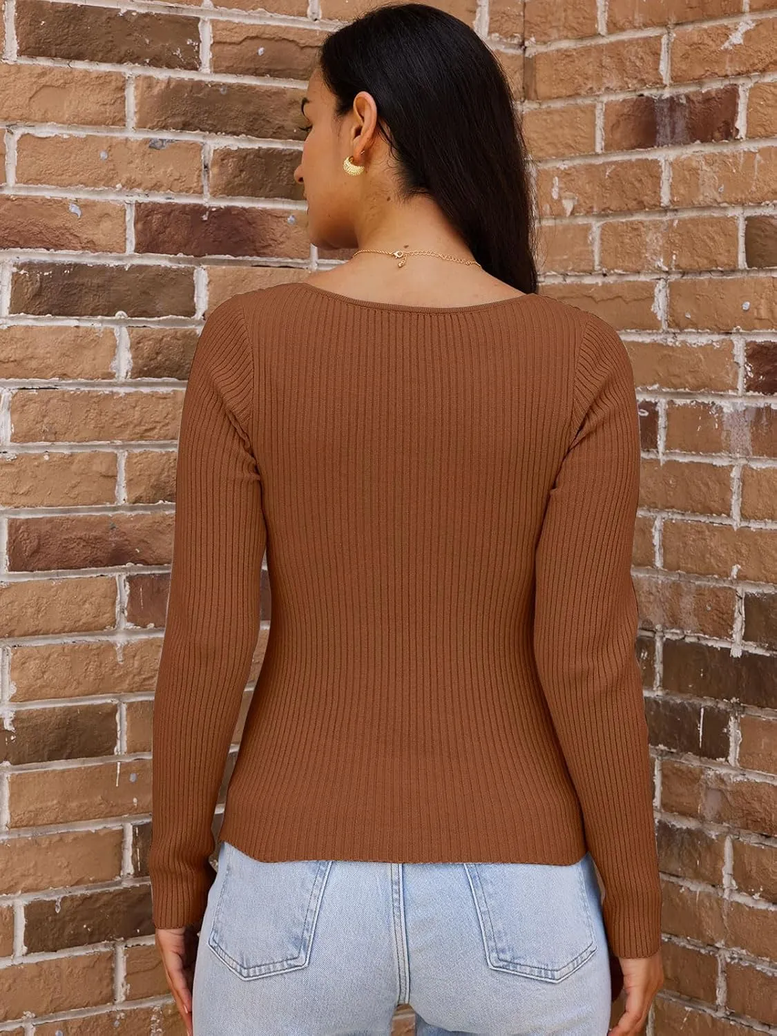 LILLUSORY Women's 2025 Twist Knot Fall Clothes Fashion Outfits Top Ribbed Long Sleeve