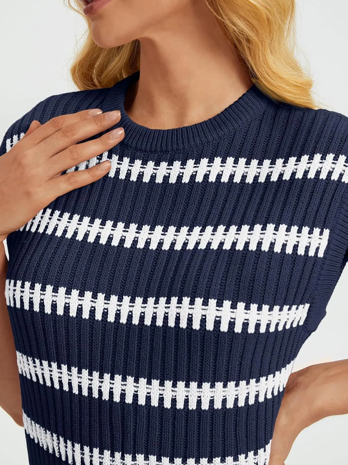 LILLUSORY Women's Summer Sweater Cap Sleeve Tops Sleeveless Tanks Knit Vest Spring Trendy Outfits 2025