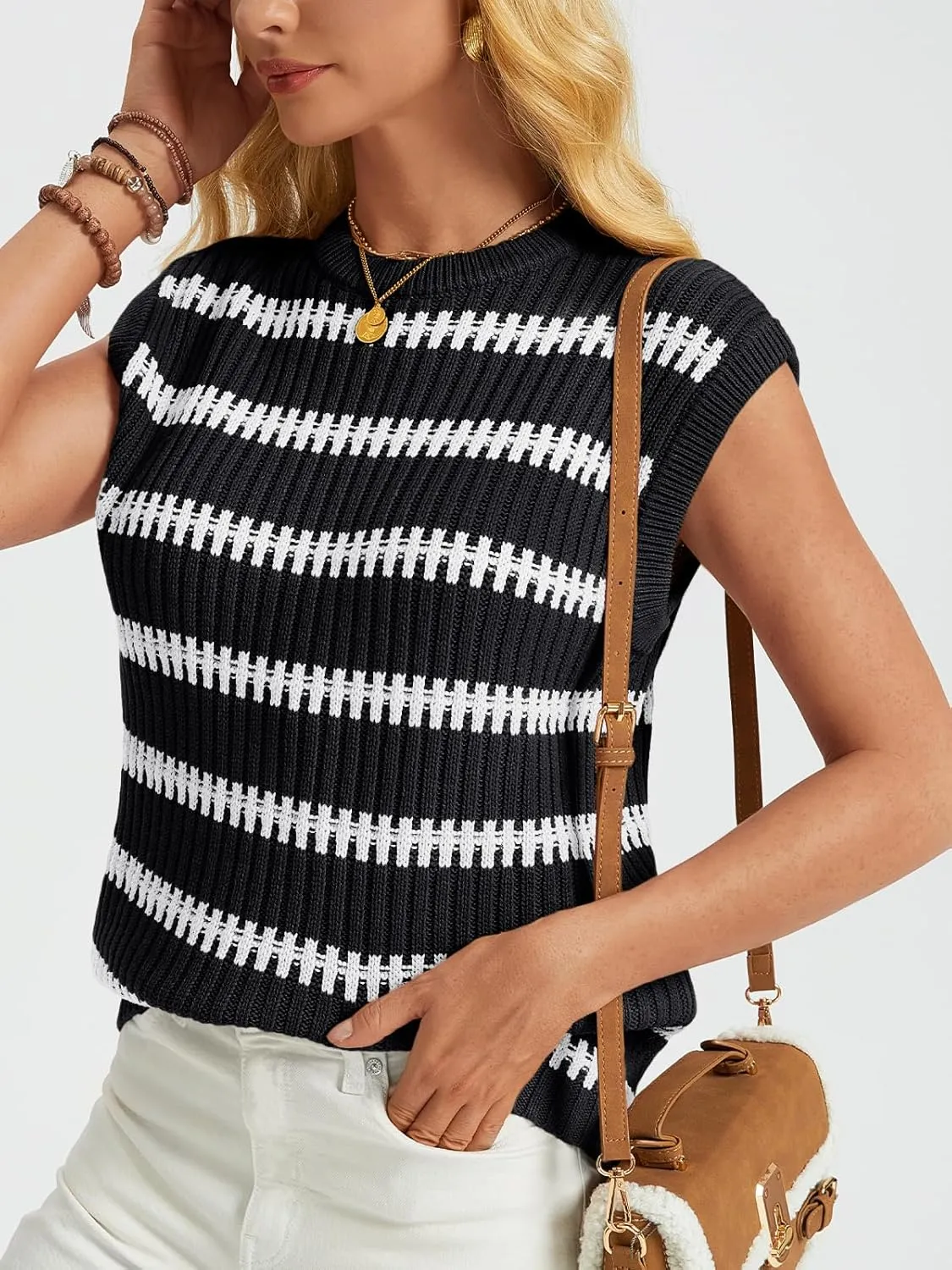 LILLUSORY Women's Summer Sweater Cap Sleeve Tops Sleeveless Tanks Knit Vest Spring Trendy Outfits 2025