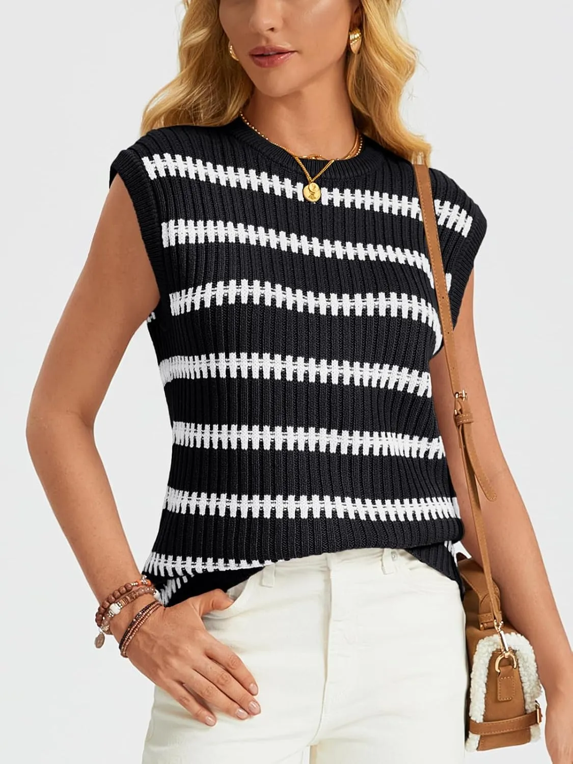 LILLUSORY Women's Summer Sweater Cap Sleeve Tops Sleeveless Tanks Knit Vest Spring Trendy Outfits 2025