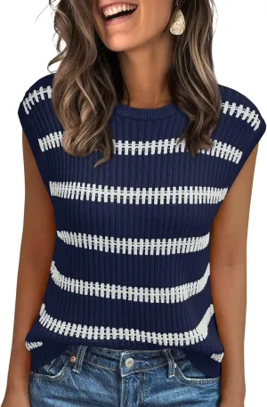 LILLUSORY Women's Summer Sweater Cap Sleeve Tops Sleeveless Tanks Knit Vest Spring Trendy Outfits 2025