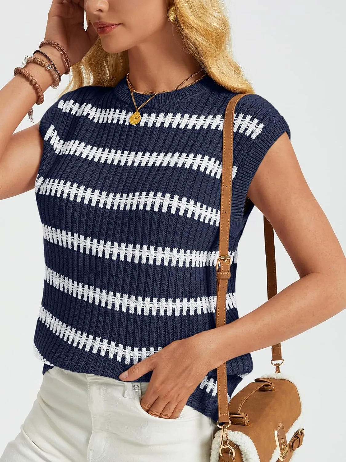 LILLUSORY Women's Summer Sweater Cap Sleeve Tops Sleeveless Tanks Knit Vest Spring Trendy Outfits 2025