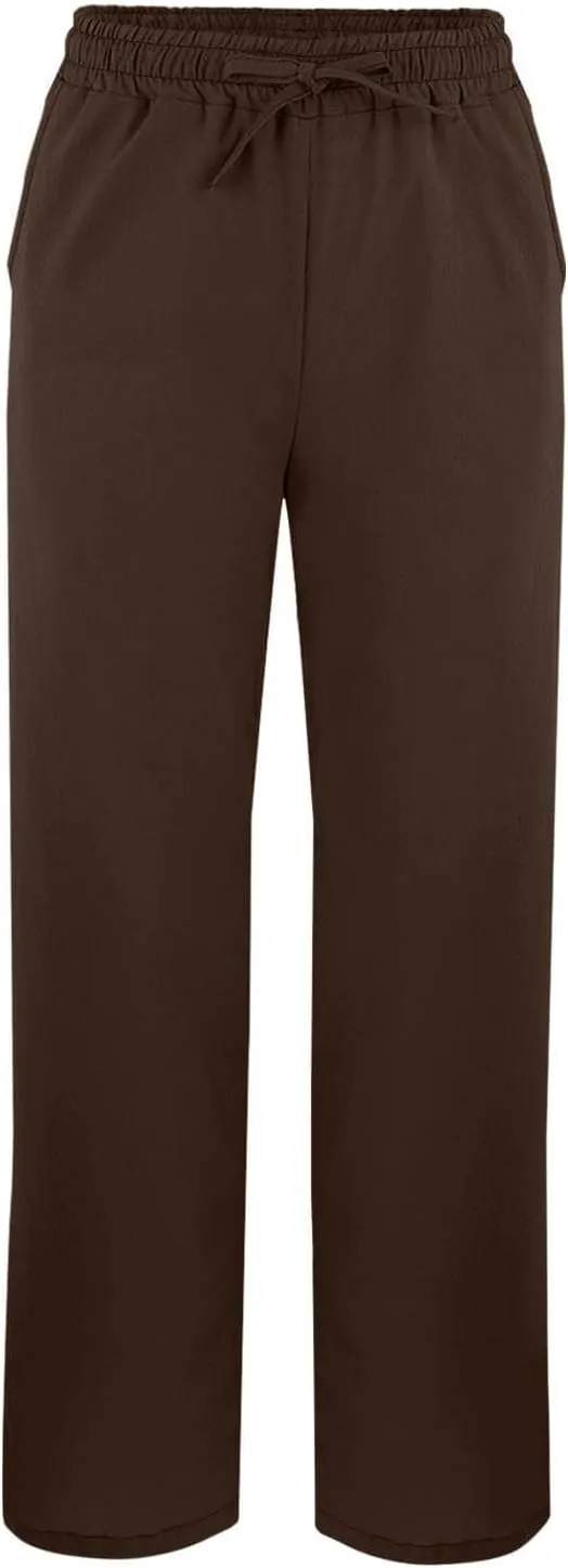 Linen Pants Women Cropped High Waisted Straight Leg Lounge Pants Lightweight Summer Split Beach Capris with Pockets