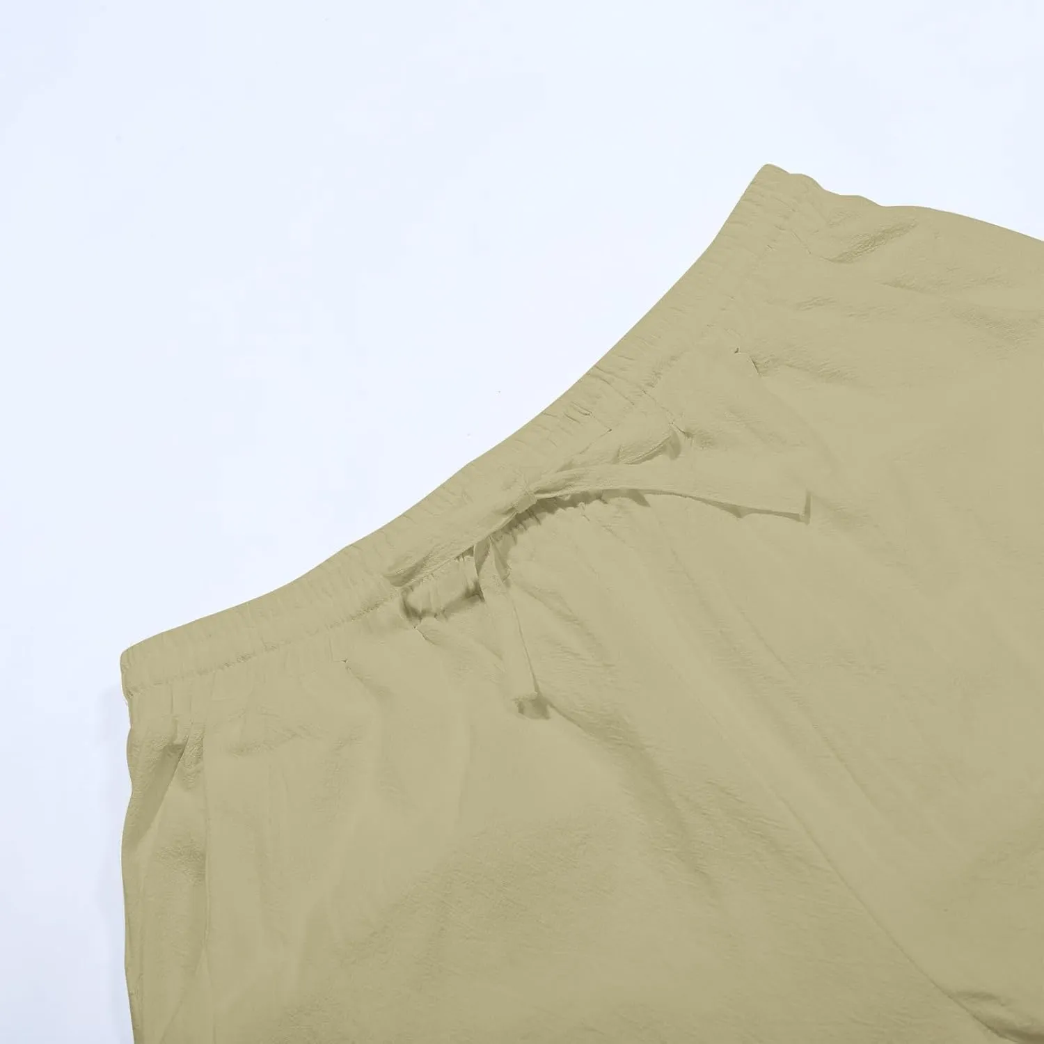Linen Pants Women Side Button 2025 Summer Trendy Vacation Elastic Waist Straight Leg Capris Casual Cropped Trousers