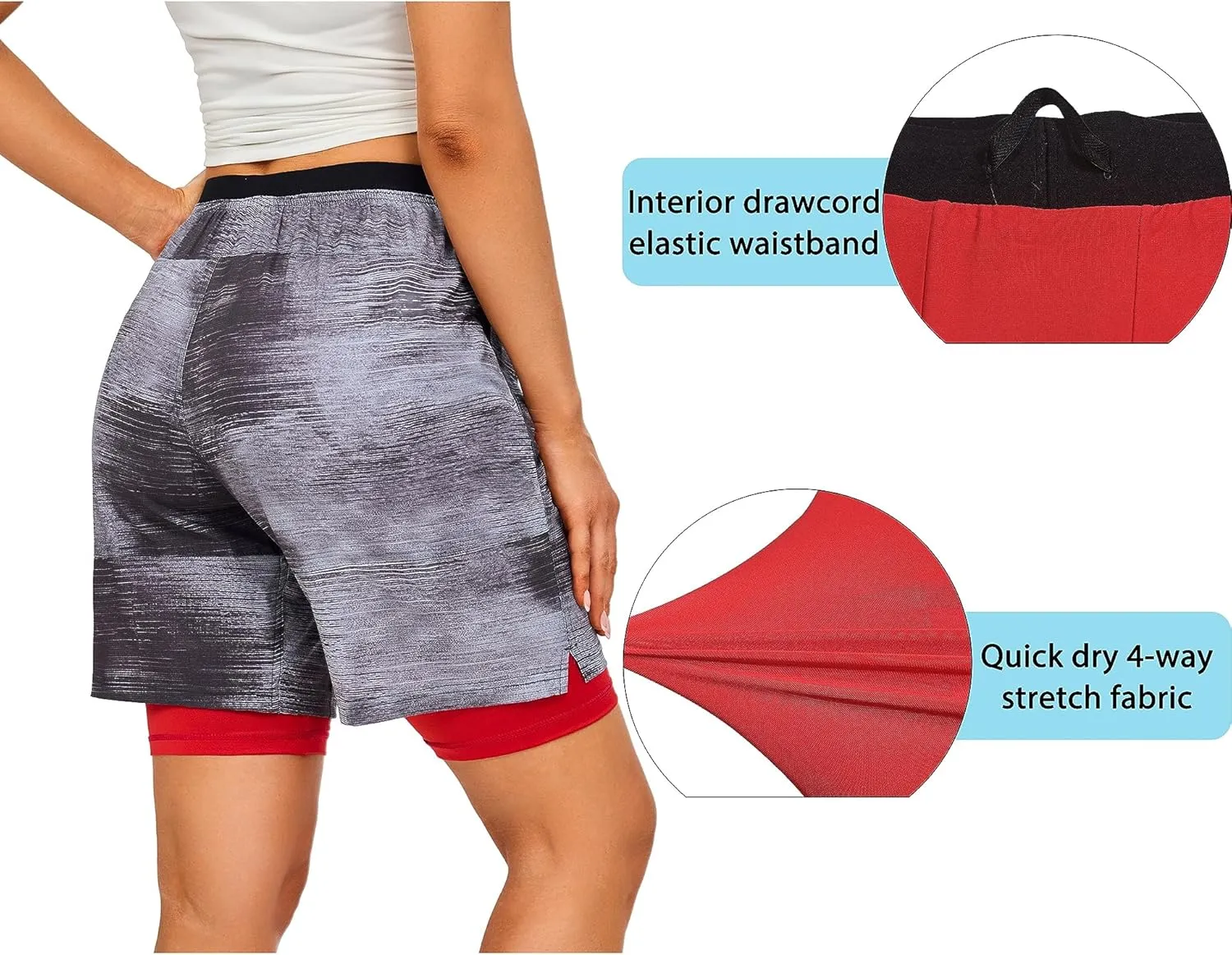 Little Donkey Andy Womens Quick Dry Board Shorts 9" Lightweight Stretch Swim Beach Shorts with Liner and Pockets
