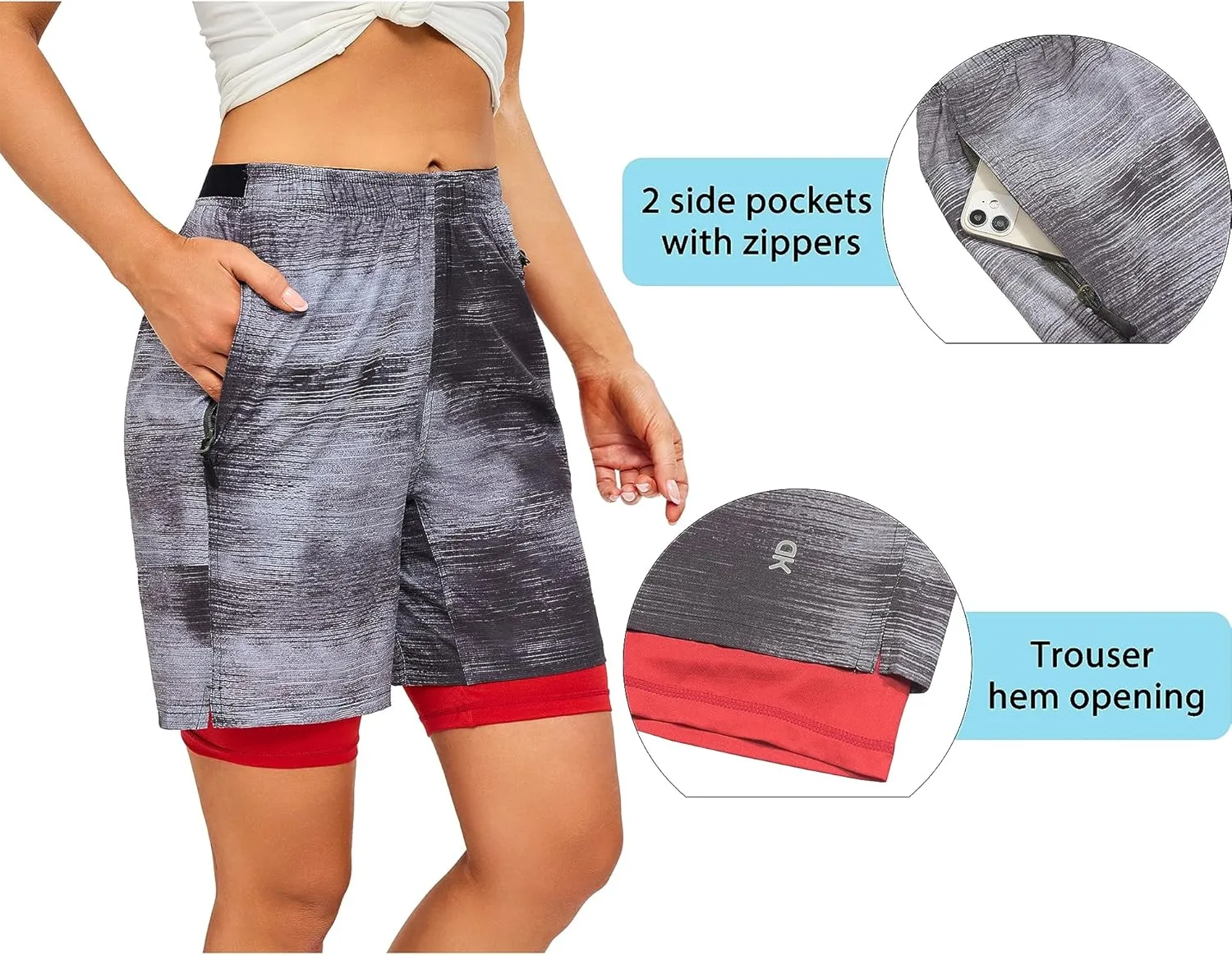 Little Donkey Andy Womens Quick Dry Board Shorts 9" Lightweight Stretch Swim Beach Shorts with Liner and Pockets