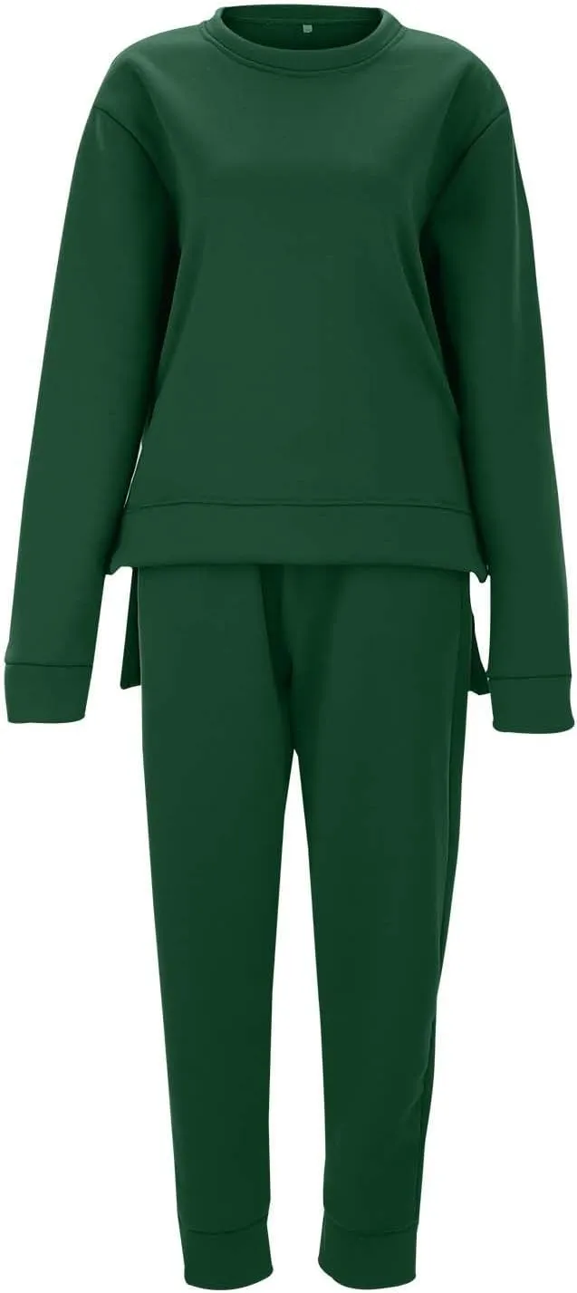 Lounge Sets for Women Two Piece Long Sleeve Crewneck Graphic Shorts Long Sleeve Tops Long Pants Tracksuits