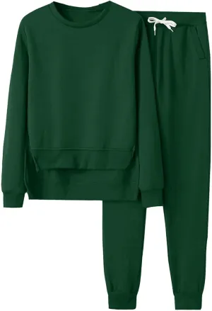 Lounge Sets for Women Two Piece Long Sleeve Crewneck Graphic Shorts Long Sleeve Tops Long Pants Tracksuits