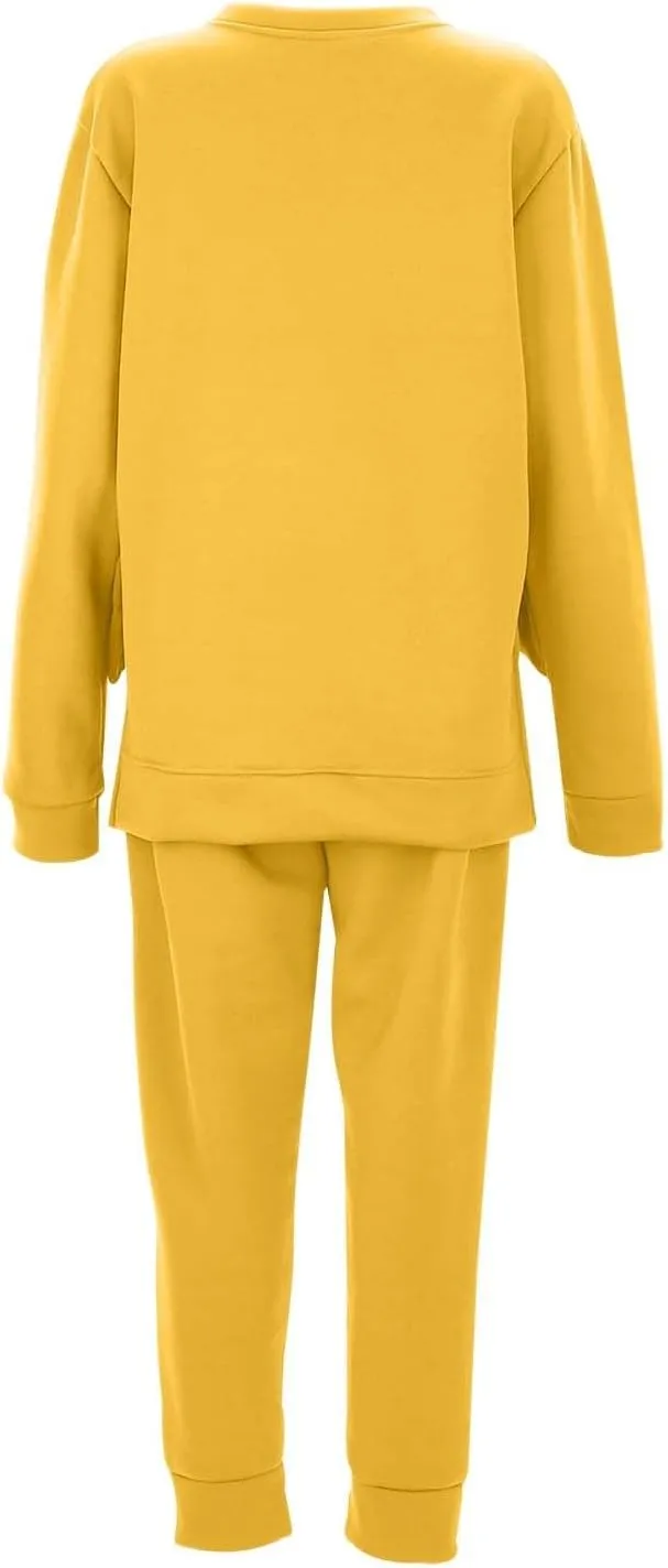 Lounge Sets for Women Two Piece Long Sleeve Crewneck Graphic Shorts Long Sleeve Tops Long Pants Tracksuits