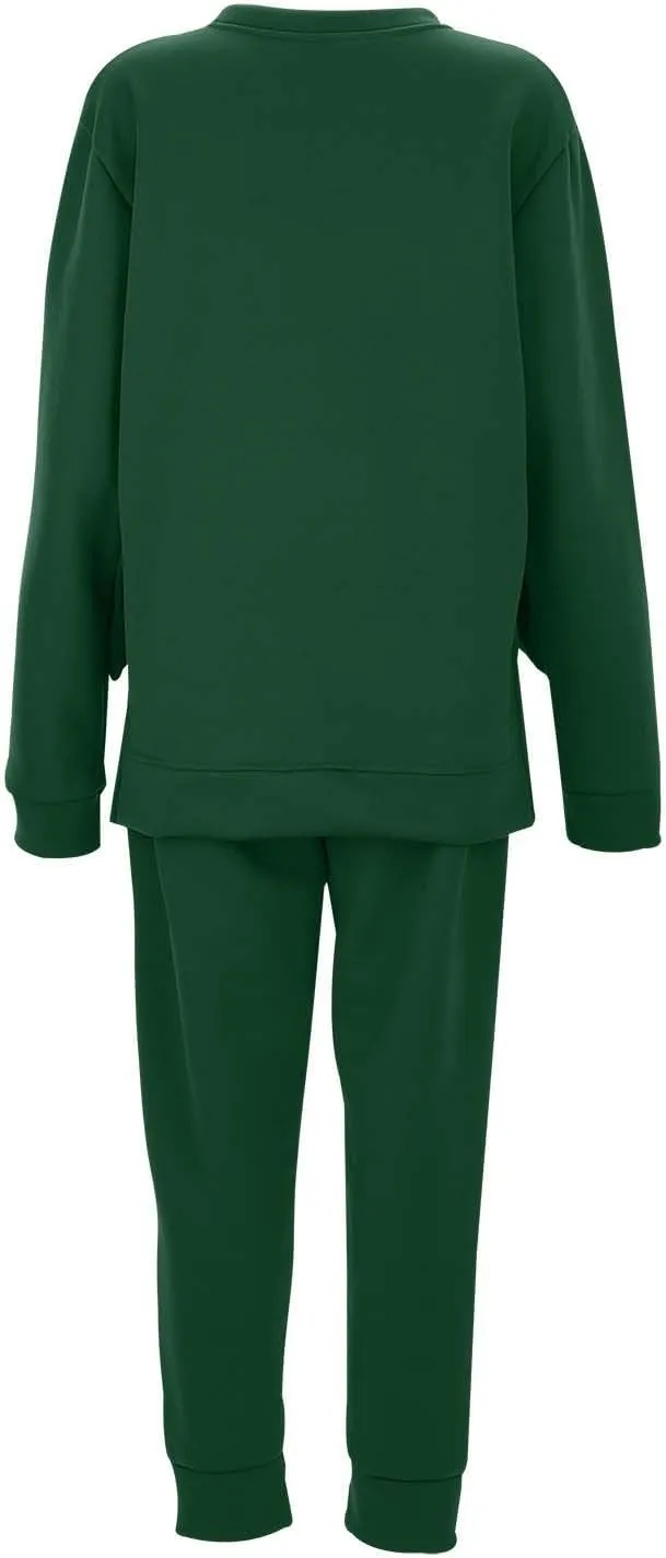 Lounge Sets for Women Two Piece Long Sleeve Crewneck Graphic Shorts Long Sleeve Tops Long Pants Tracksuits