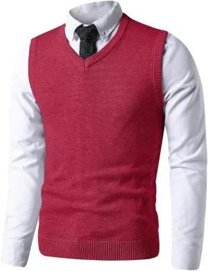 LTIFONE Sweater Vest for Men, Knited Business Slim Fit Mens V Neck Sweater, Big and Tall Pullover Sleeveless Sweaters