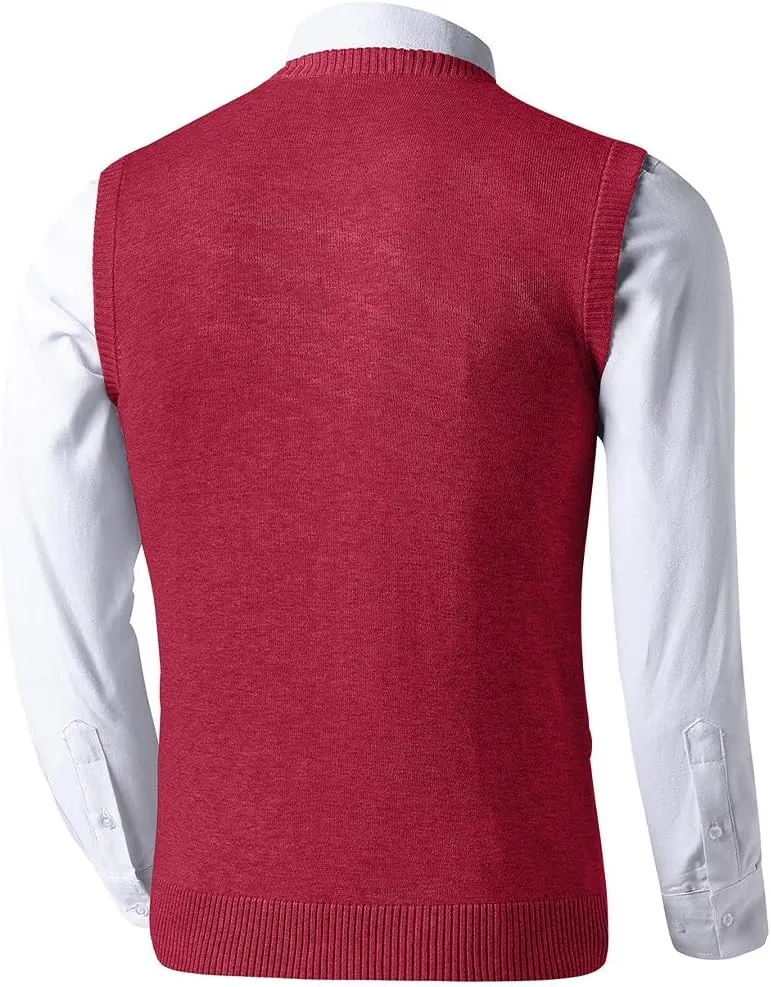 LTIFONE Sweater Vest for Men, Knited Business Slim Fit Mens V Neck Sweater, Big and Tall Pullover Sleeveless Sweaters