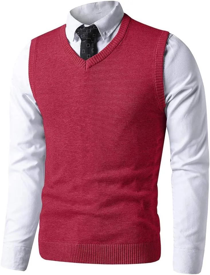 LTIFONE Sweater Vest for Men, Knited Business Slim Fit Mens V Neck Sweater, Big and Tall Pullover Sleeveless Sweaters