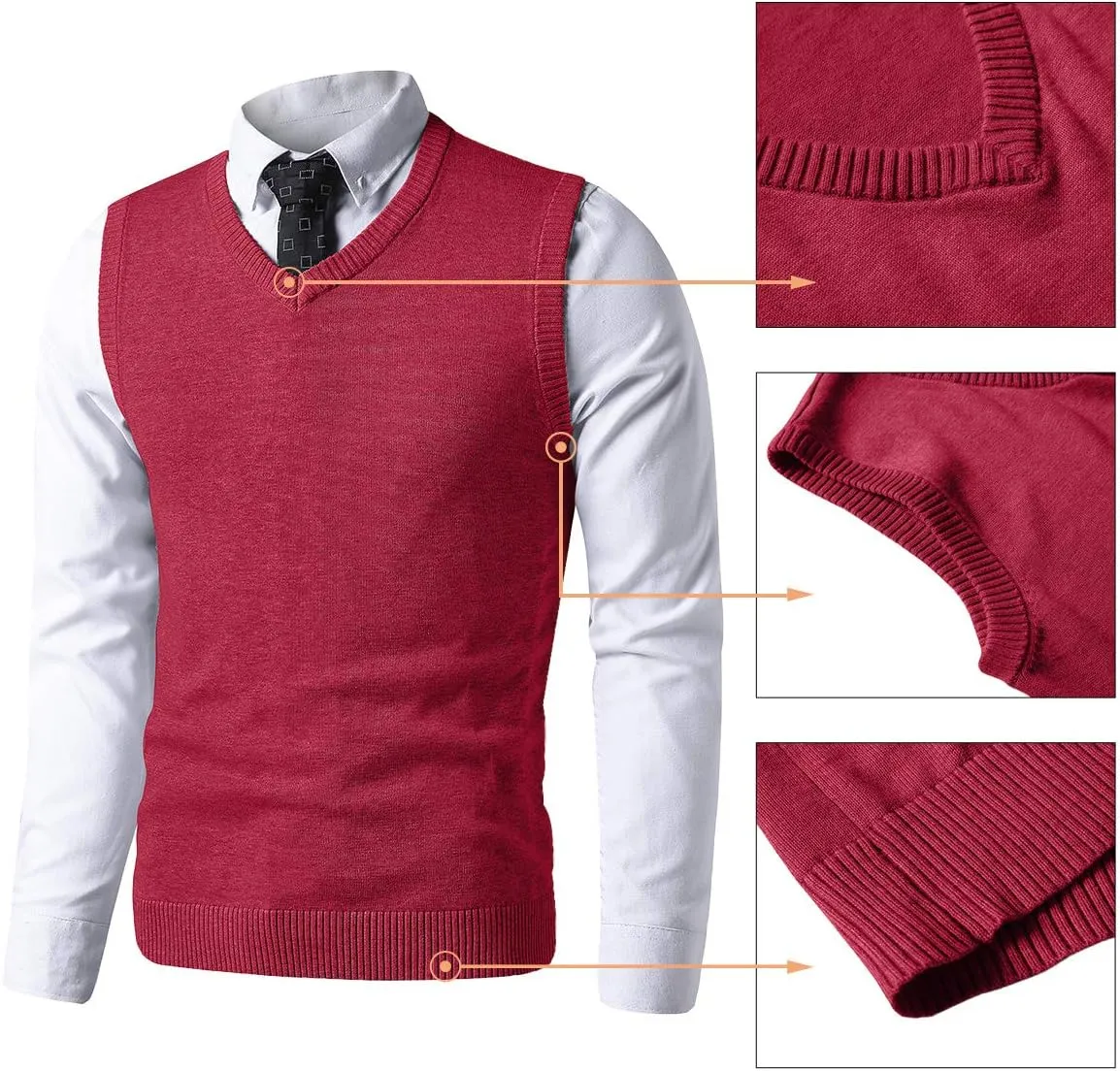 LTIFONE Sweater Vest for Men, Knited Business Slim Fit Mens V Neck Sweater, Big and Tall Pullover Sleeveless Sweaters