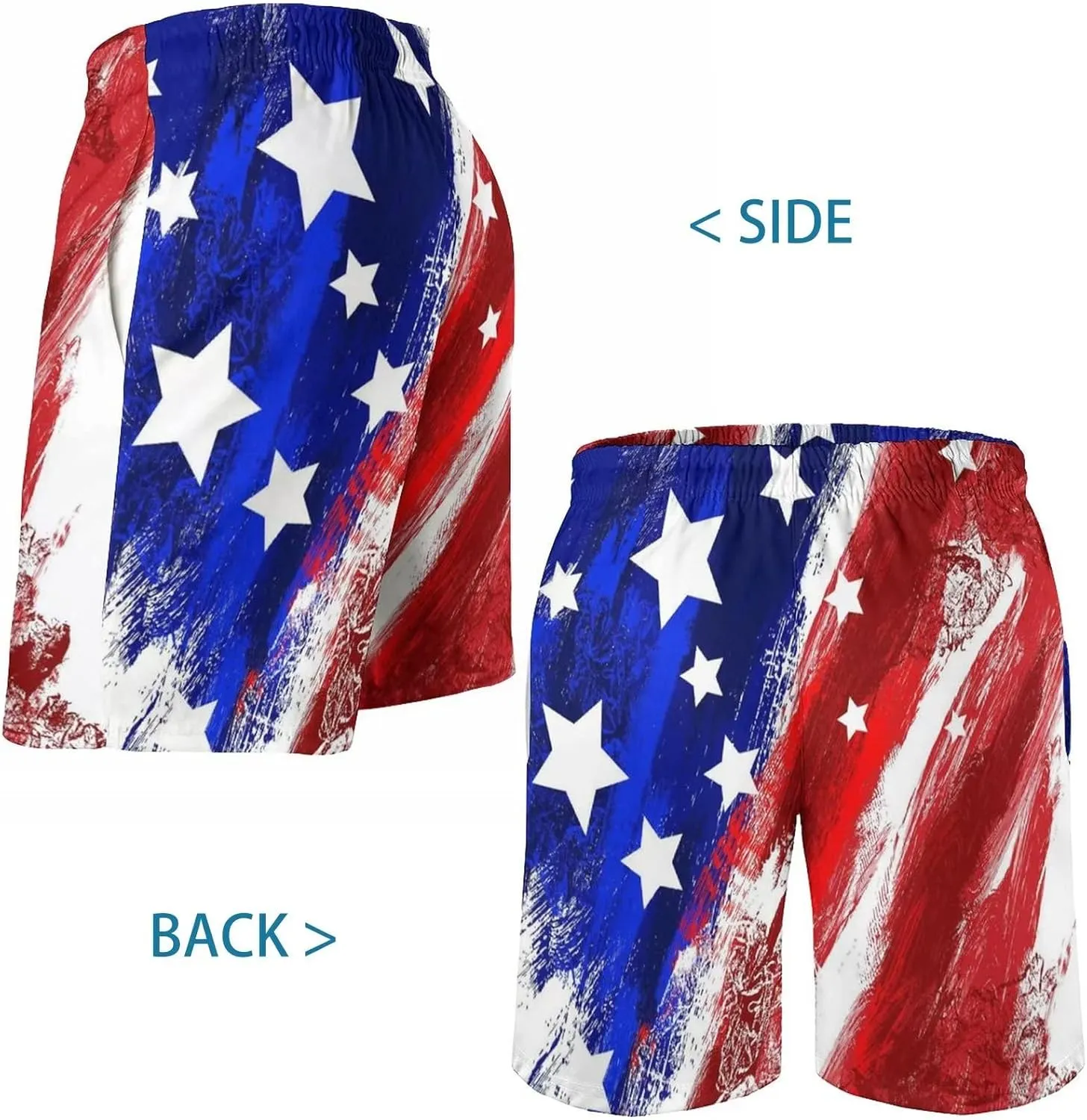 Lzzidou Men's American Flag Swim Trunks USA 4th of July Patriotic Board Shorts Quick Dry Lined Beach Shorts
