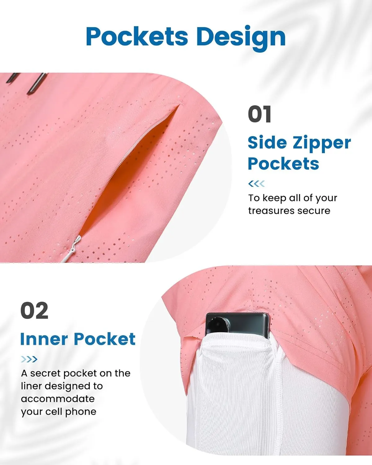 maamgic Mens Swim Trunks with Compression Liner 5 Inch Inseam Quick Dry Board Shorts with Zipper Pockets Swimming Shorts