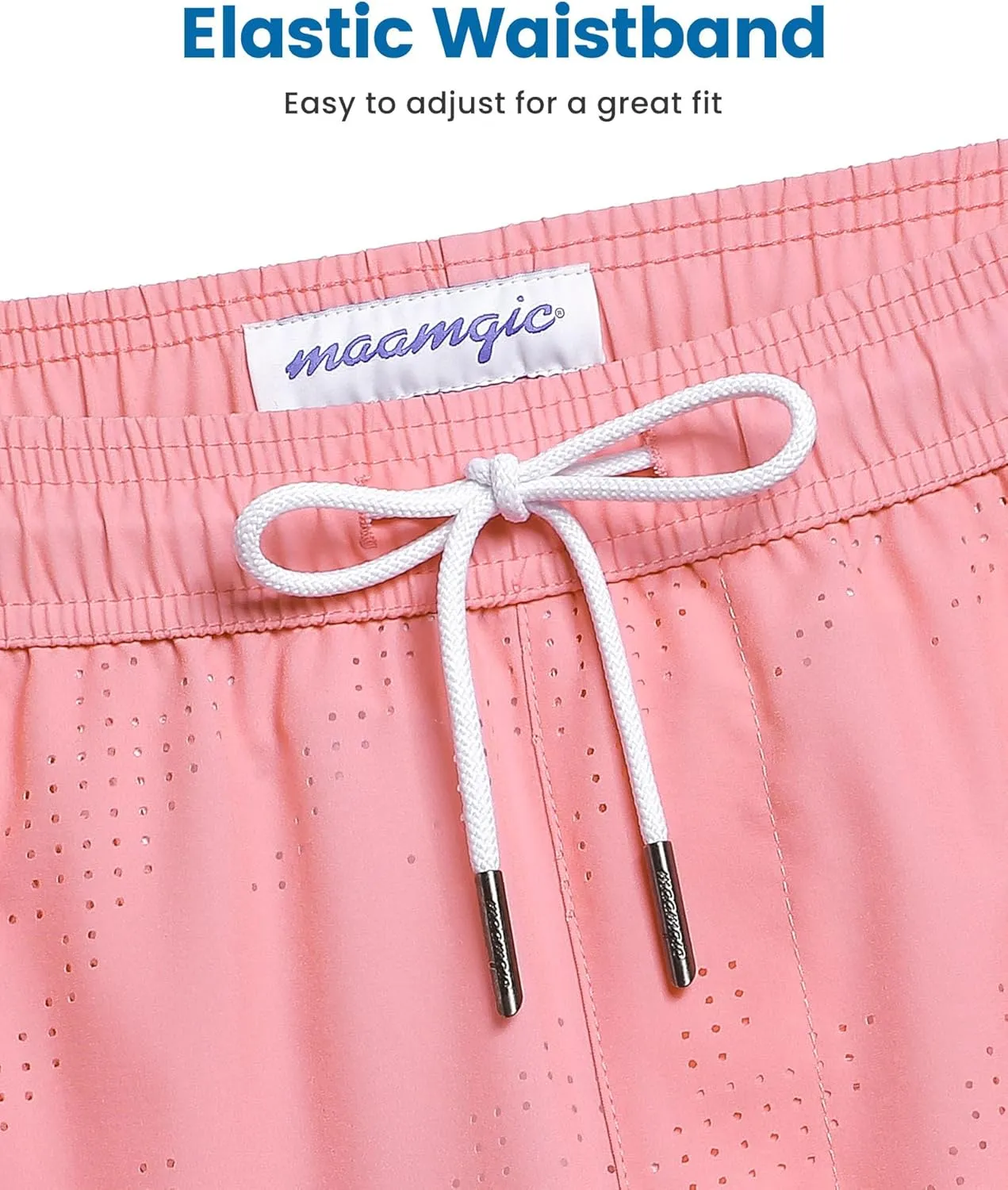 maamgic Mens Swim Trunks with Compression Liner 5 Inch Inseam Quick Dry Board Shorts with Zipper Pockets Swimming Shorts