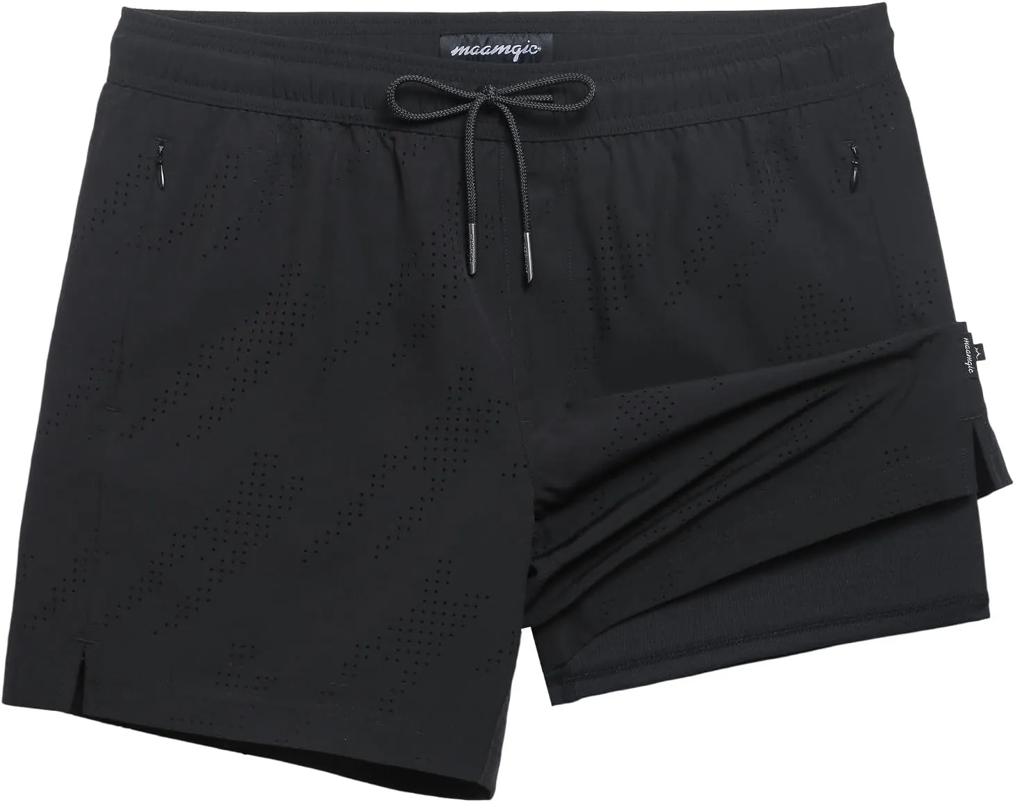 maamgic Mens Swim Trunks with Compression Liner 5 Inch Inseam Quick Dry Board Shorts with Zipper Pockets Swimming Shorts