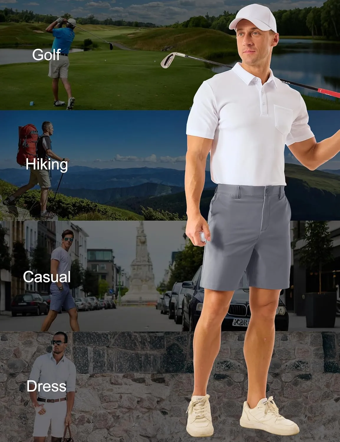 MAGCOMSEN Men's Golf Shorts 7" Quick Dry Lightweight Stretch Casual Shorts with 6 Pockets Dress Work Hiking