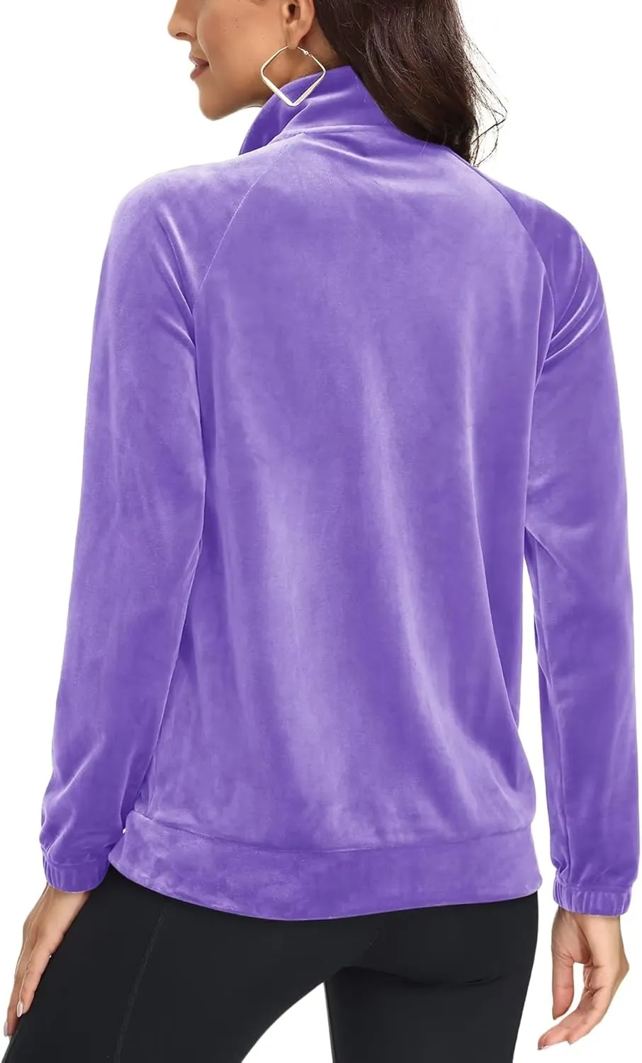 MAGCOMSEN Women's Velour Jackets Full Zip-up Fleece Jacket 2 Zipper Pockets Lightweight Soft Casual Winter Warm Coat