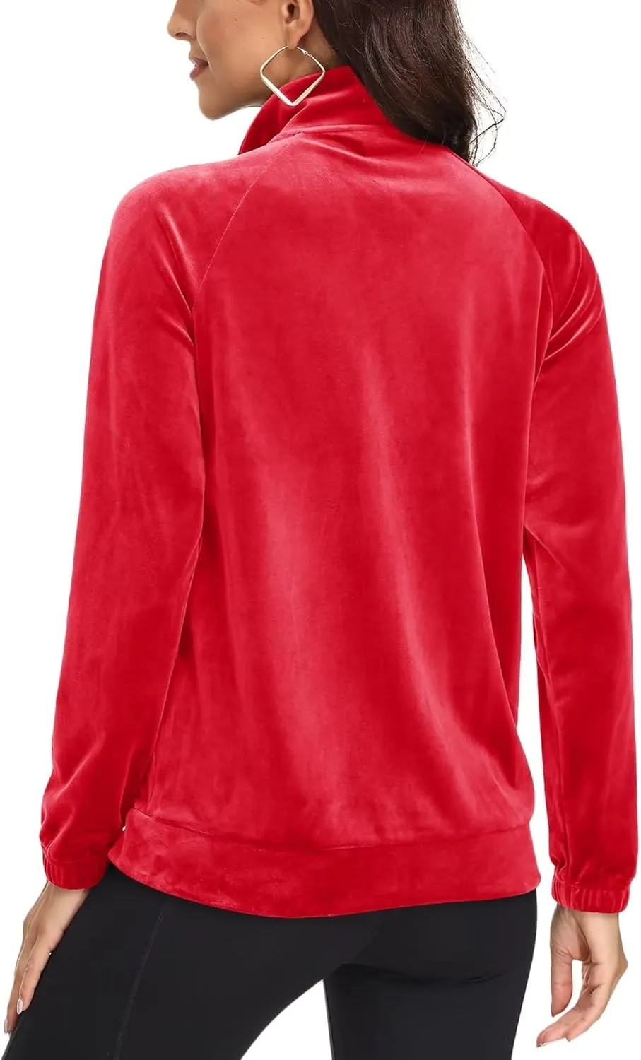 MAGCOMSEN Women's Velour Jackets Full Zip-up Fleece Jacket 2 Zipper Pockets Lightweight Soft Casual Winter Warm Coat