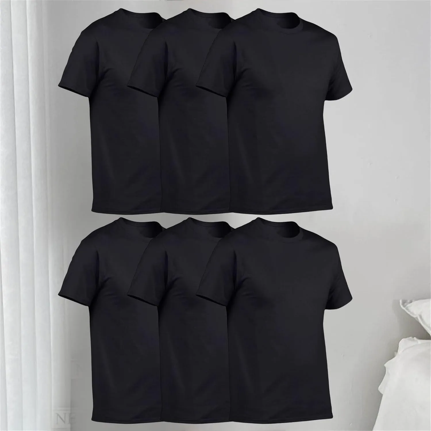 Men's 6 Pack Cotton Tshirt Plus Size Crew Neck Short Sleeve Loose Fit Soft Casual Undershirt Workout Gym Summer Active Tee
