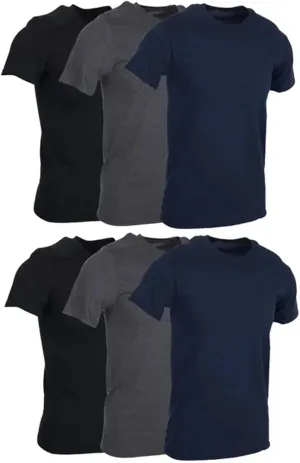 Men's 6 Pack Cotton Tshirt Plus Size Crew Neck Short Sleeve Loose Fit Soft Casual Undershirt Workout Gym Summer Active Tee