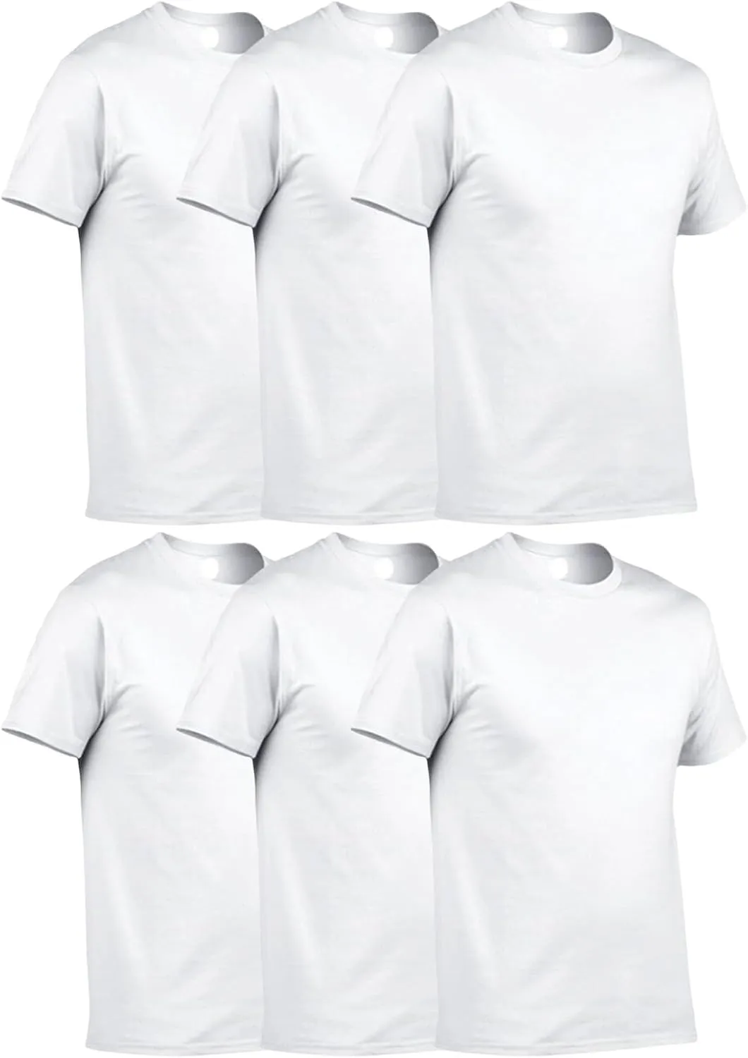Men's 6 Pack Cotton Tshirt Plus Size Crew Neck Short Sleeve Loose Fit Soft Casual Undershirt Workout Gym Summer Active Tee