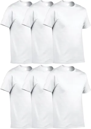 Men's 6 Pack Cotton Tshirt Plus Size Crew Neck Short Sleeve Loose Fit Soft Casual Undershirt Workout Gym Summer Active Tee