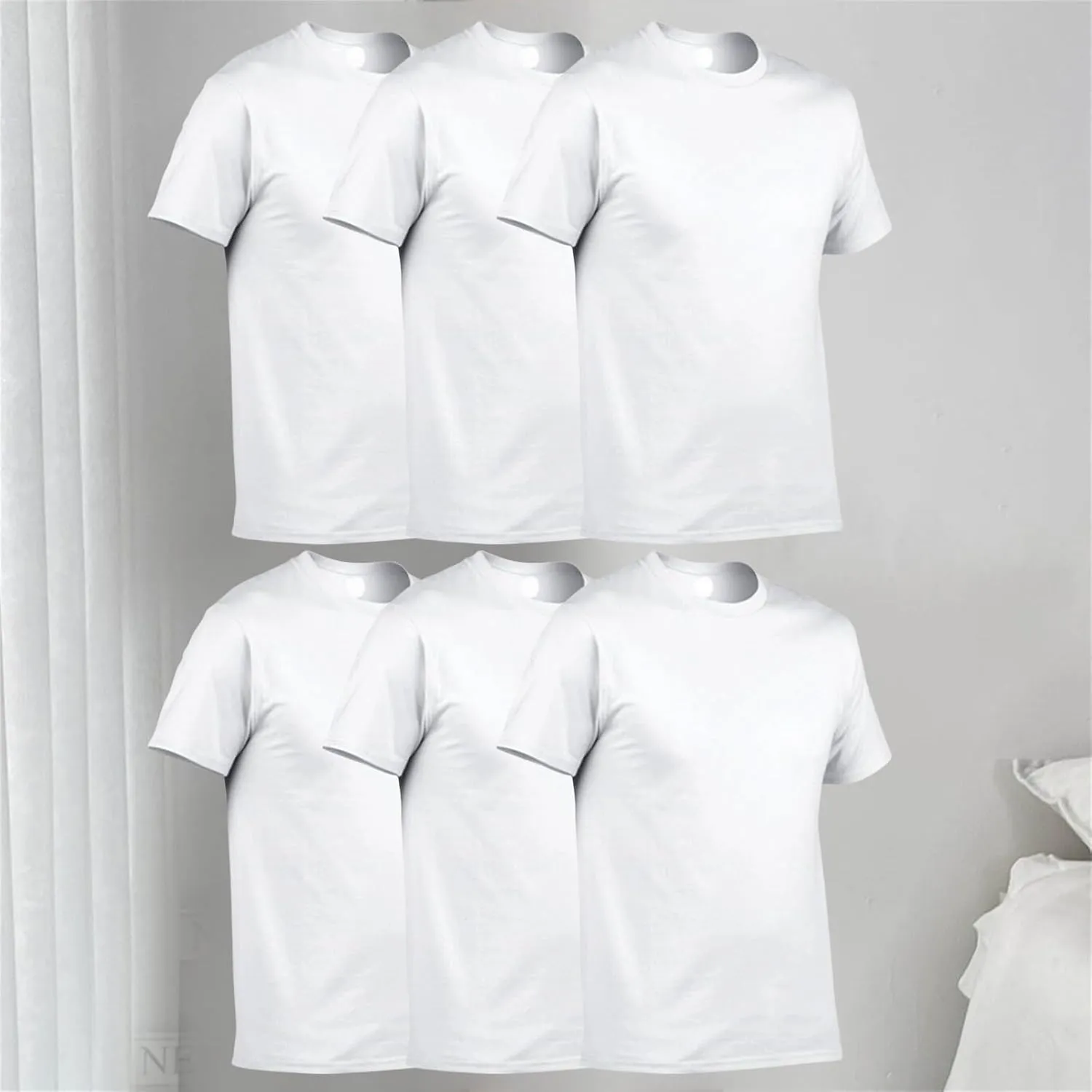 Men's 6 Pack Cotton Tshirt Plus Size Crew Neck Short Sleeve Loose Fit Soft Casual Undershirt Workout Gym Summer Active Tee