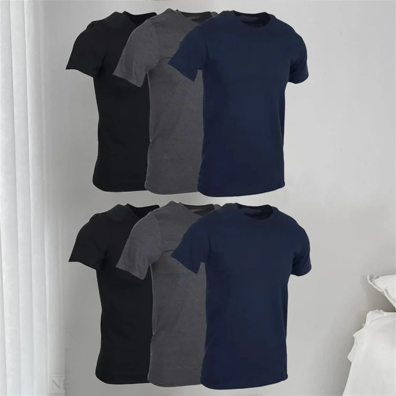 Men's 6 Pack Cotton Tshirt Plus Size Crew Neck Short Sleeve Loose Fit Soft Casual Undershirt Workout Gym Summer Active Tee