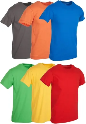 Men's 6 Pack Cotton Tshirt Plus Size Crew Neck Short Sleeve Loose Fit Soft Casual Undershirt Workout Gym Summer Active Tee