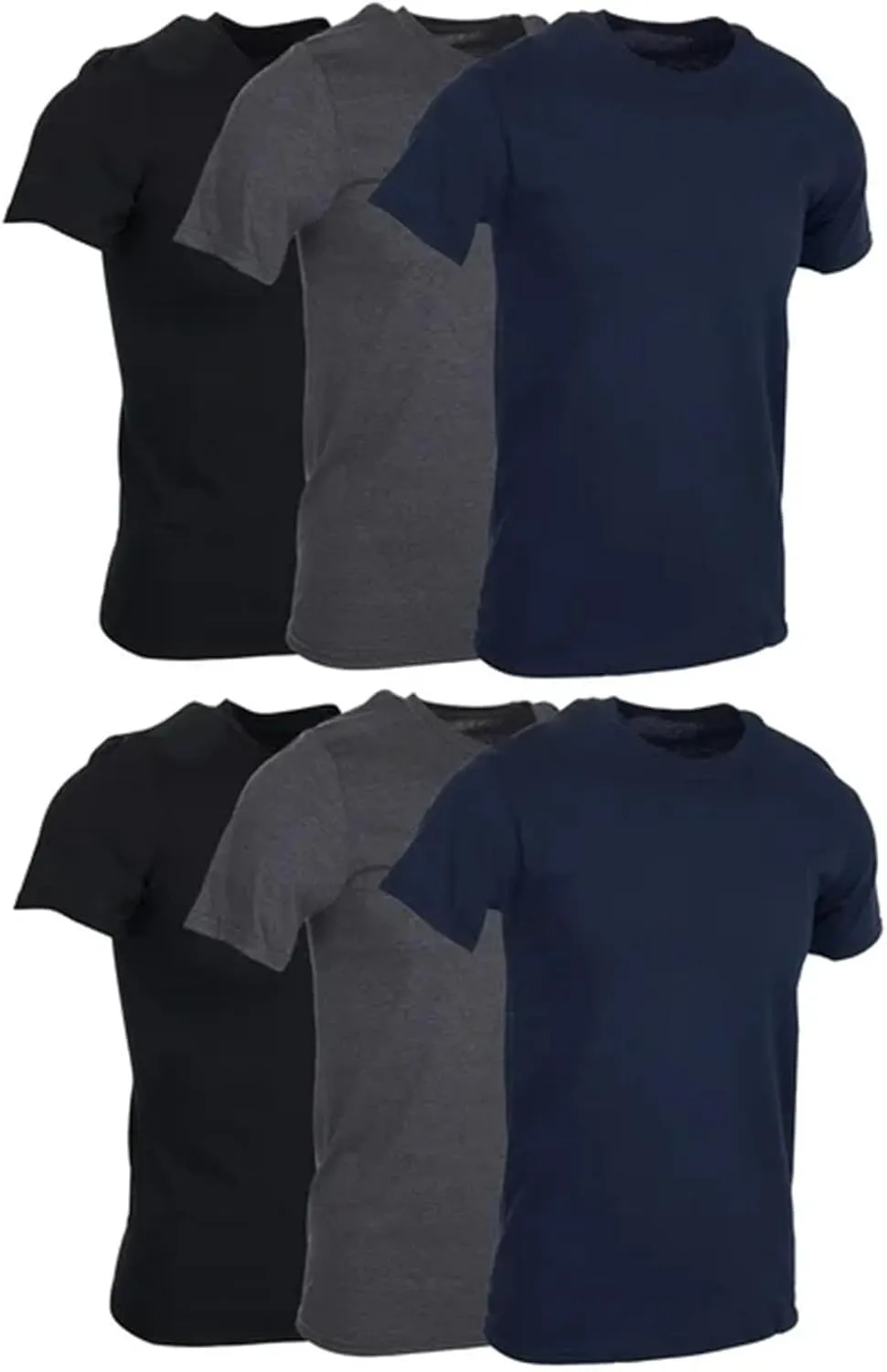 Men's 6 Pack Cotton Tshirt Plus Size Crew Neck Short Sleeve Loose Fit Soft Casual Undershirt Workout Gym Summer Active Tee