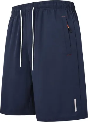 Men's Athletic Hiking Shorts Quick-Dry Waterproof Drawstring Short Reflective Stripe Ice Silk Pant with Zipper Pocket