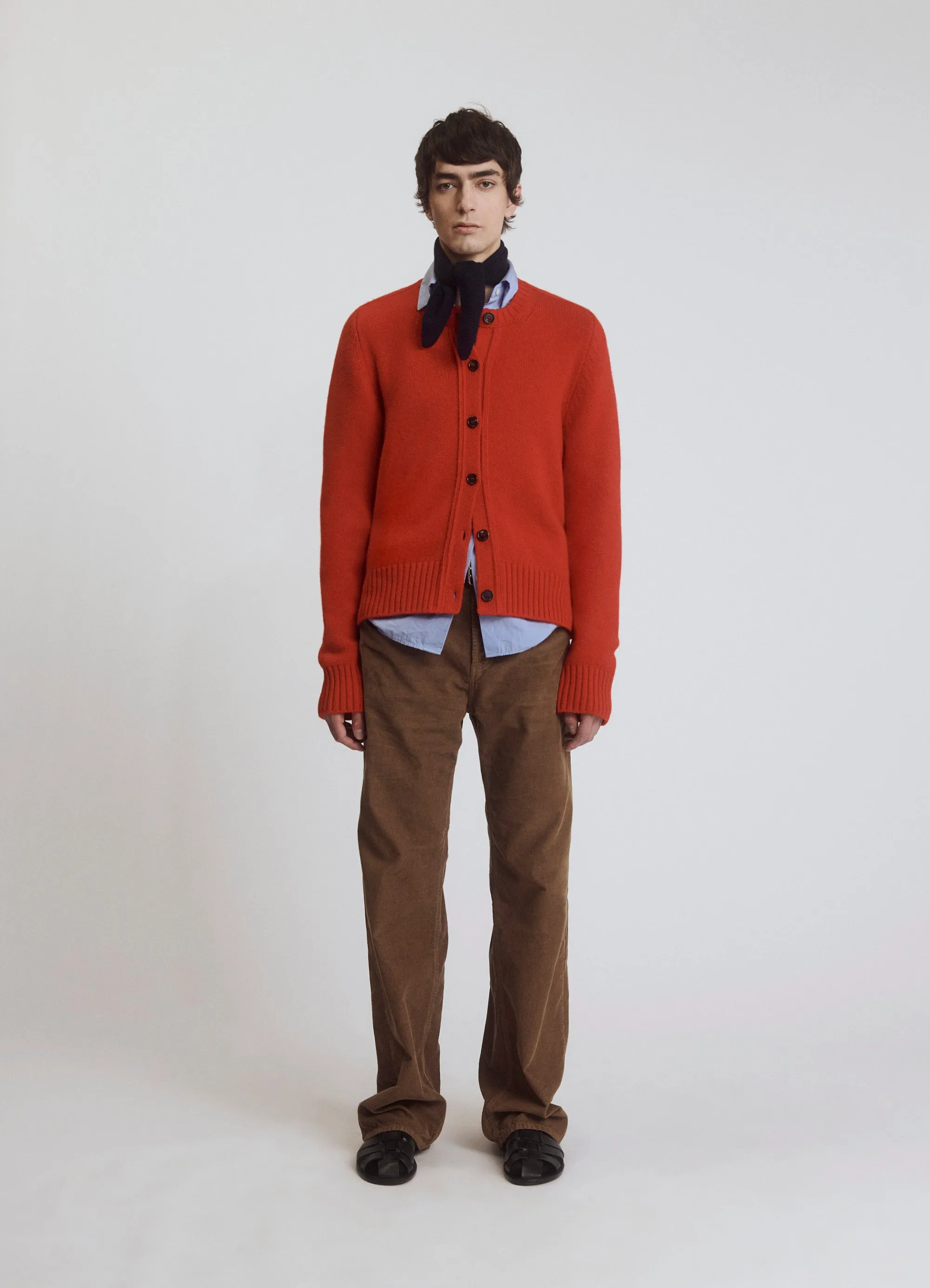 Mens Carrick Crewneck Cardigan in Poppy Red
