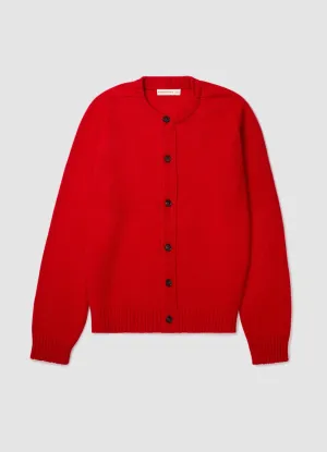 Mens Carrick Crewneck Cardigan in Poppy Red