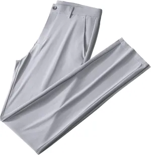 Mens Lightweight Pants Plain Suit Pants Open Bottom Claasic Business Casual Trousers Straight Leg Pants for Summer